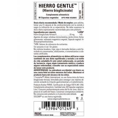 SOLGAR HIERRO GENTLE 20 MG 90 CAPSULAS