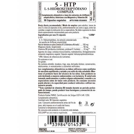 SOLGAR L-5-HIDROXITRIPTOFANO (5-HTP) 90 CÁPSULAS