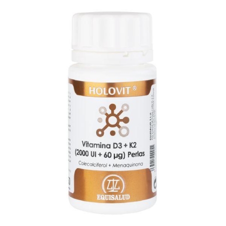 EQUISALUD HOLOVIT VITAMINA D3 + K2 2000 UI 60 MG 50 PERLAS
