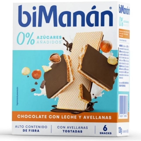 biManan Barquillo Chocolate con Leche y Avellanas 0% azúcares